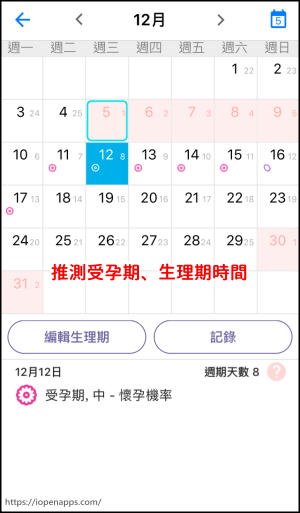 生理期計算app 推薦 精準計算與記錄下次排卵日 安全期與受孕期時間 Iopenapps